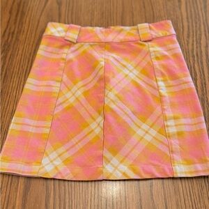 Urban Outfitters Pink and Yellow Plaid Mini Skirt